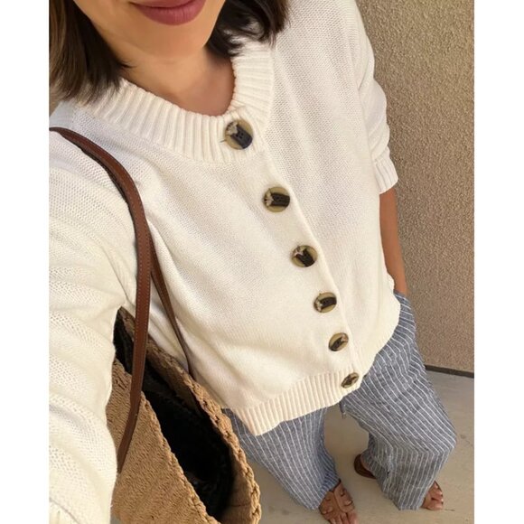 FREE PEOPLE Luna Button-Up Cardigan in Ivory Size X-Small - Picture 2 of 6